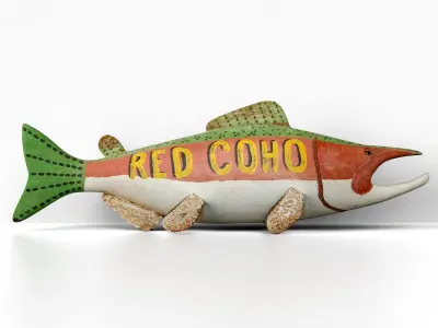 Red Coho Salmon Fish Trade Sign 3D model