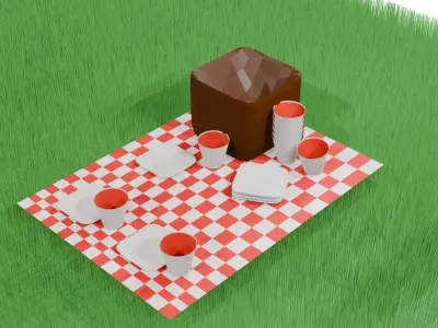 Picnic set Low-poly 3D model