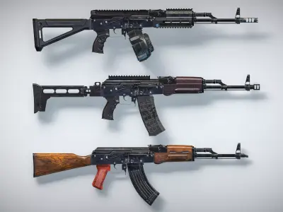 Modern Modular AK PBR Game Ready Pack Low-poly 3D model