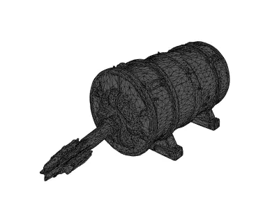 Stylized Cartoon Firing Cannon Low-poly 3D model