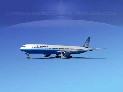 Boeing 777-300 United Airlines 3D model