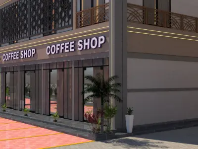 Coffee Shop and Beauty Store Commercial Building A13 3D model