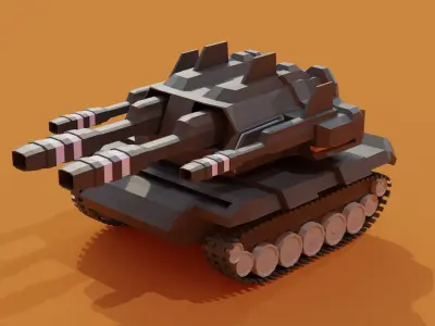 low poly cyber tank Low-poly 3D model