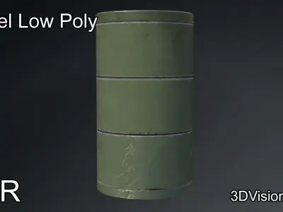 Barrel Low Poly - military look Low-poly 3D model