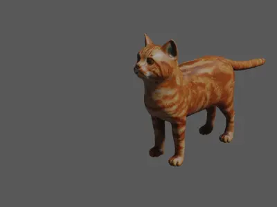 cat 3d model orange Low-poly 3D model