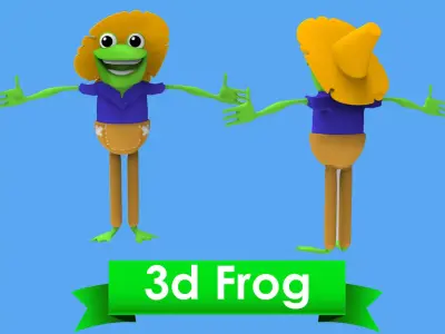 frog T pose Low-poly 3D model