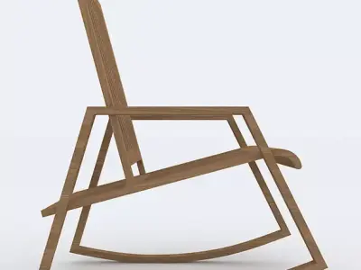 Wood Rocking Chair 3D Model Low-poly 3D model