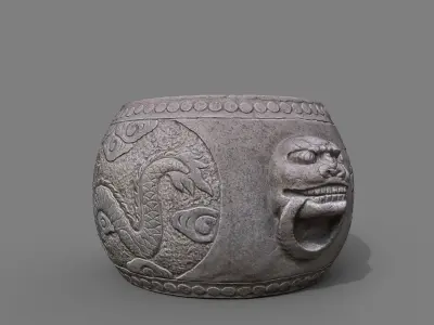 Chinese Stone Drum Low-poly 3D model