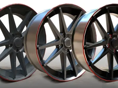 10 Lowpoly Car Wheels Low-poly 3D model