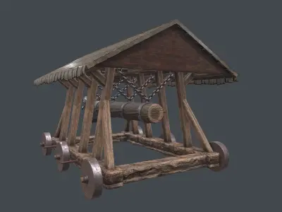 3D Medieval battering ram low poly model Low-poly 3D model