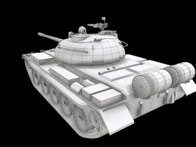 TANK T55 main battle tanks Low-poly 3D model
