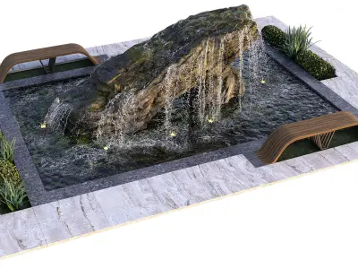 Arch Rock with Fountains 3D model