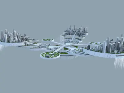 Sci-Fi Futuristic Future Flying City 3D model