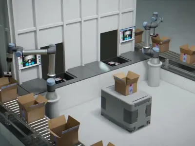 Packing Industrial Robots Animated Low-poly 3D model