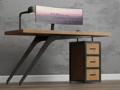 Modern Office Desk Design Free 3D model purchase