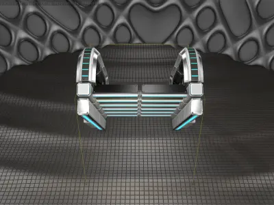Sci-Fi Stairs - 11 - Silver Blue Neon Light Version Low-poly 3D model