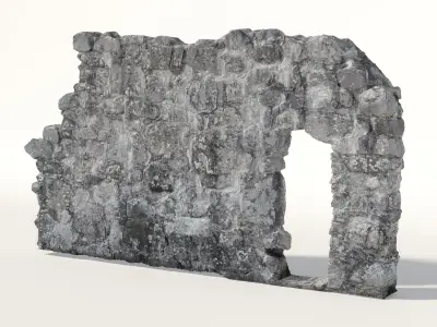 Old castle wall part E Low-poly 3D model