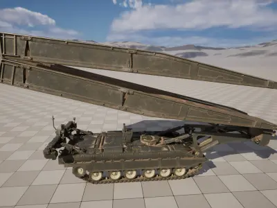 Rigged Armored Vehicle Launched Bridge 3D model