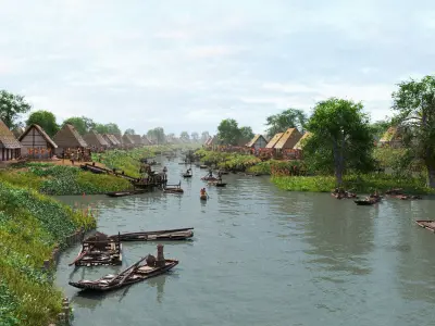 Fishing village 3D model