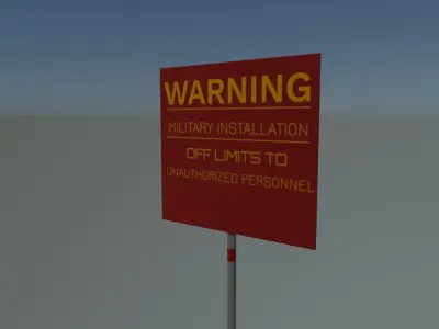 Military installation sign Free low-poly 3D model