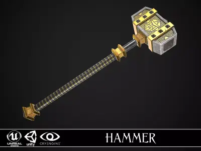 Fantasy Great Hammer 04 Low-poly 3D model