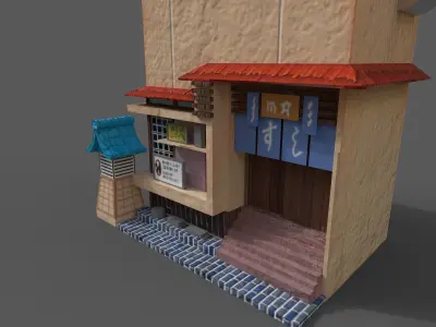 SUSHI SHOP Low-poly 3D model