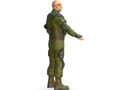 LowPoly 3d Man Military Solder Armor 3D Model Low-poly 3D model