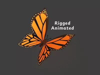 Cartoon Butterfly Wing Flapping 01 Animated Low-poly 3D model