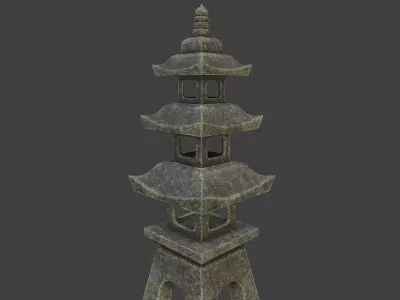 Japanese Stone Lantern 9 Low-poly 3D model