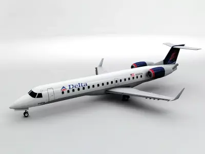  Embraer ERJ 145 - Delta Airlines Low-poly 3D model