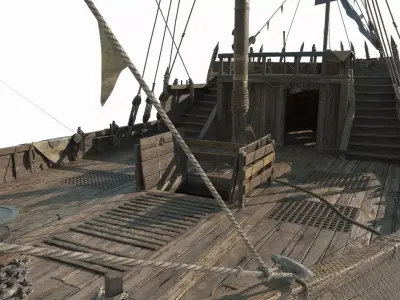 Ancient large sailboats 3D model