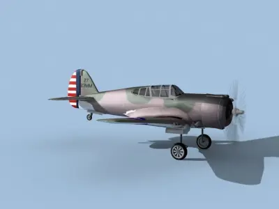 Curtiss P-36C Hawk V07 USAAF 3D model