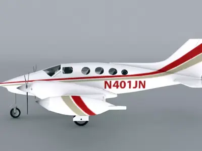 Cessna 401 Low-poly 3D model