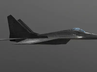 MiG-29 fighter jet flying in sky Low-poly 3D model