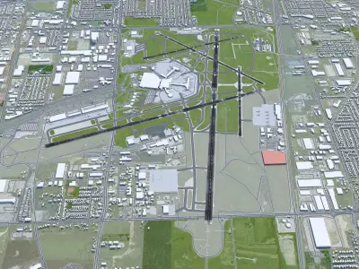 General Mitchell International Airport 10km Low-poly 3D model