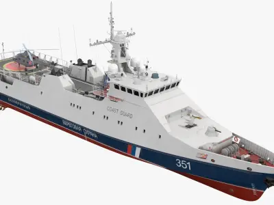 Russian Ship 22460 Okhotnik with Helicopter Rigged for Cinema 4D 3D model purchase
