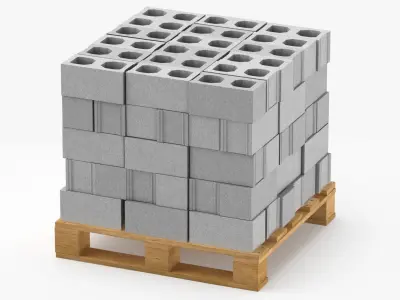 Cargo Cinder Blocks Unsecured and Secured 3D model
