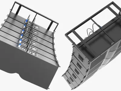 Line Array Speaker System with Rigging Frame 3D model