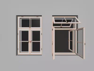 Classic wooden window Free low-poly 3D model