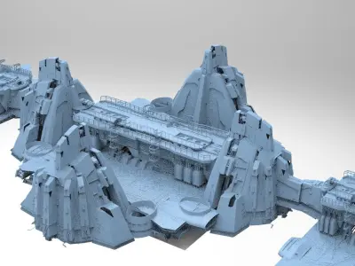 Space colony Military base 1 3D model