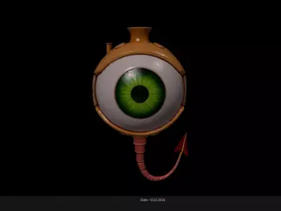Low Poly Stylized Mechanical Eye Monster - PBR Low-poly 3D model