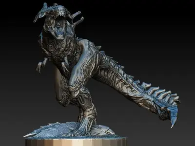 XenoRex xenomorph alien statue with base  3D model