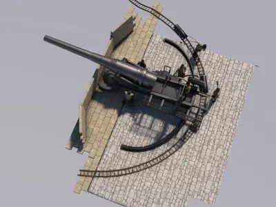 artillery battery krupp 3D model