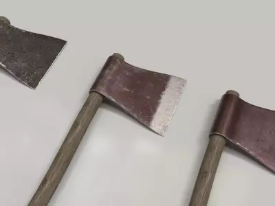 Wood Axe Set Low-poly 3D model