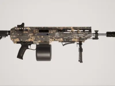 Machine Gun 2 Used Low-poly 3D model