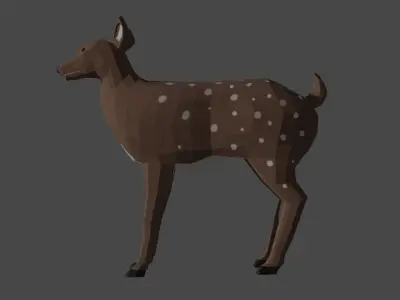 LowPoly Doe deer Low-poly 3D model