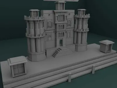Ganga Ghat Varanasi Fort Low-poly 3D model