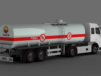 semitruck trailer tank fuel cistern heavy-duty tractor lorry  3D model