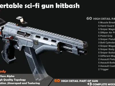 Convertable Sci-fi Kitbash Low-poly 3D model