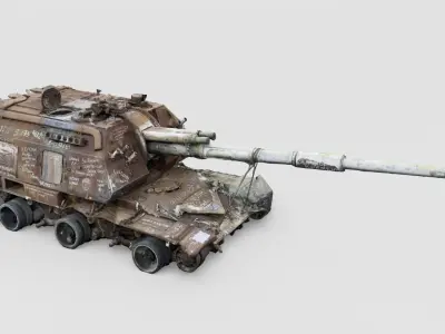 Destroyed 2S19 Msta 152 mm self-propelled howitzer M1990 3D model shop